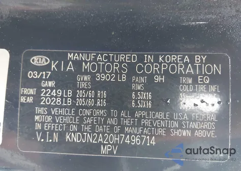 2017 Kia Soul z USA, uszkodzony, nr VIN KNDJN2A20H7496714